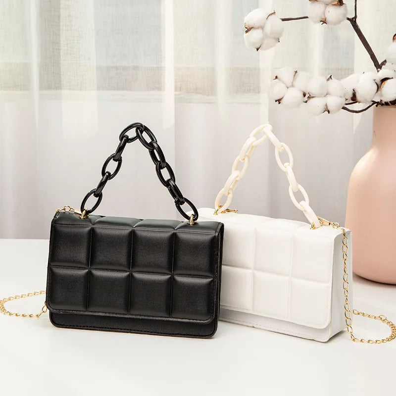 Acrylic Grid Pillow Bag Women's Shoulder Bag