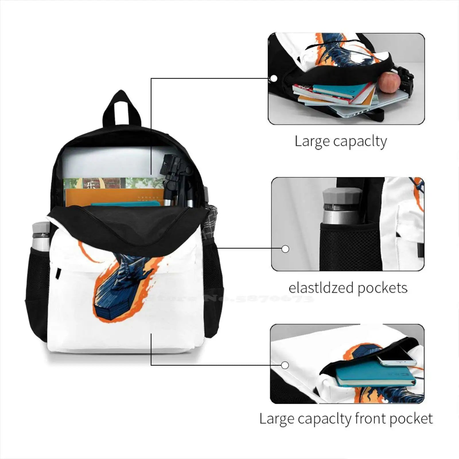 Grim Reaper Glides With Coffin Travel Laptop Bagpack