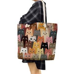 Eco Storage Handbag Women Shopping Bag Cat Print