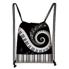 Guitar Music Notes Backpack Drawstring Bag for Travel