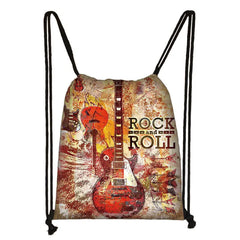 Guitar Music Notes Backpack Drawstring Bag for Travel