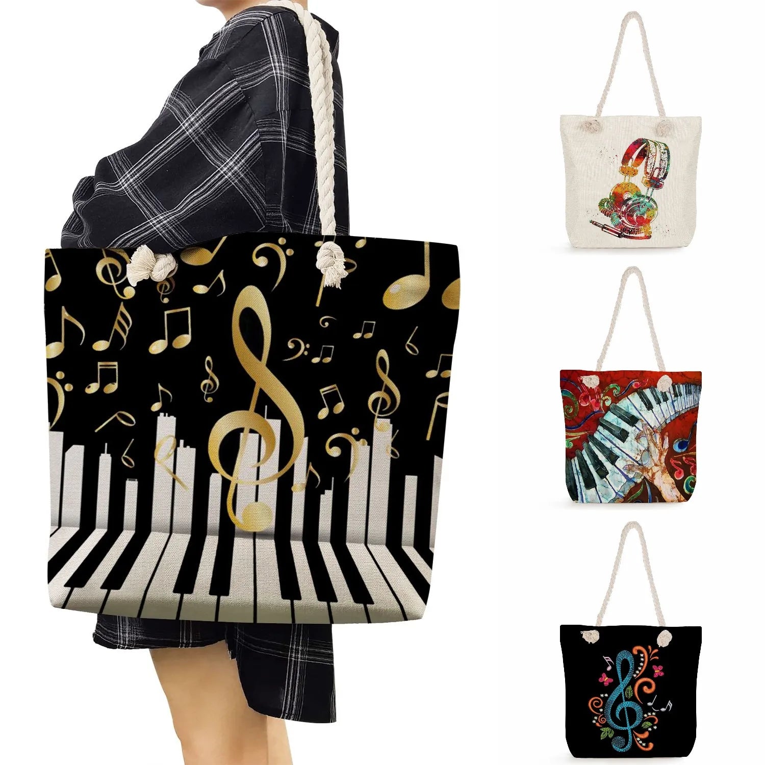 Musical Note Print Shoulder Bag for Women