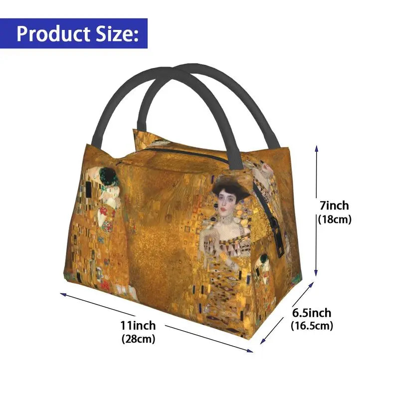 Gustav Klimt Insulated Lunch Bag Leakproof Thermal Tote Beach Camping Travel