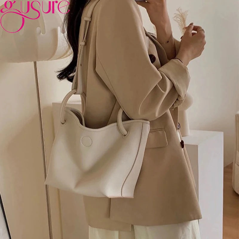 Lady Bucket Crossbody Bag PU Leather Large Capacity Shoulder Bag