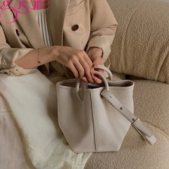 Lady Bucket Crossbody Bag PU Leather Large Capacity Shoulder Bag