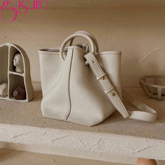 Lady Bucket Crossbody Bag PU Leather Large Capacity Shoulder Bag