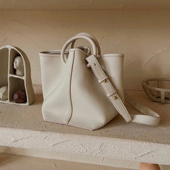 Lady Bucket Crossbody Bag PU Leather Large Capacity Shoulder Bag