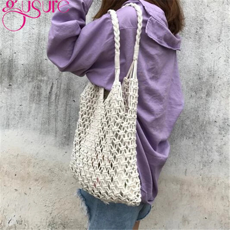Hollow Beach Bag Women Totes Straw Knitting Shoulder Bags