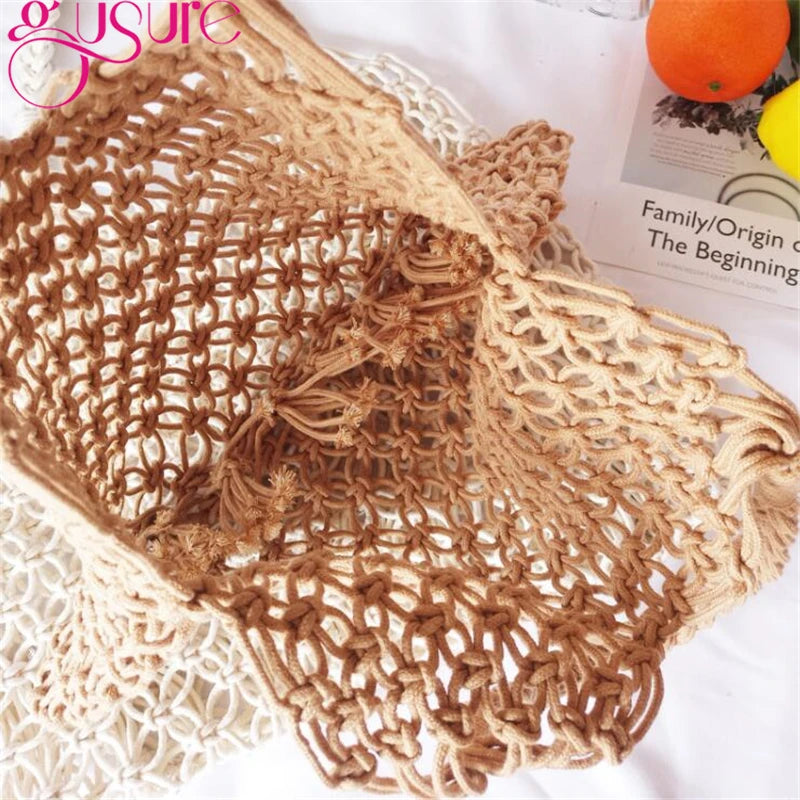Hollow Beach Bag Women Totes Straw Knitting Shoulder Bags