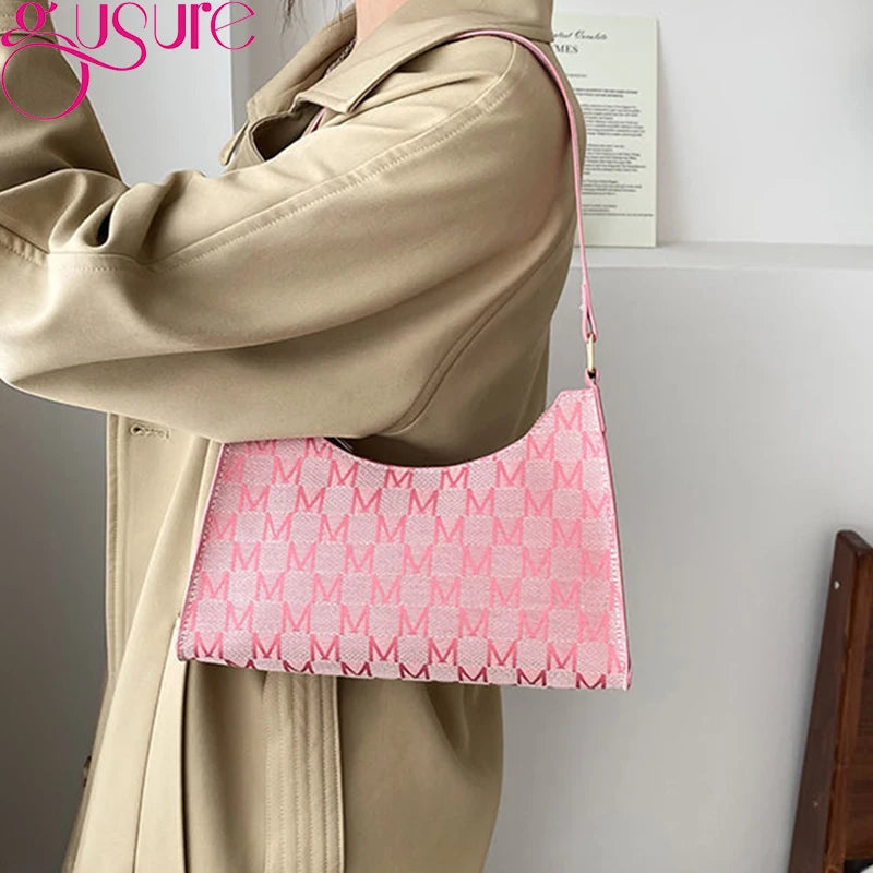 Solid Shoulder Purse Underarm Bag Top-handle Clutch Small Handbag Pouch
