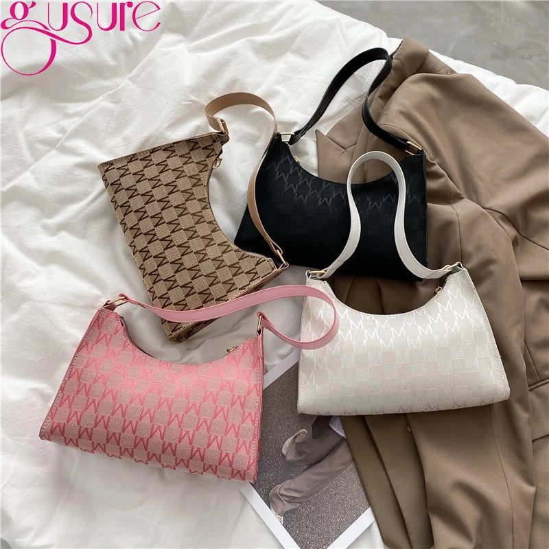 Solid Shoulder Purse Underarm Bag Top-handle Clutch Small Handbag Pouch