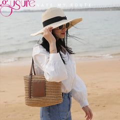 Women Straw Beach Tote Bag Rattan Bohemian Shoulder Summer Travel Purse