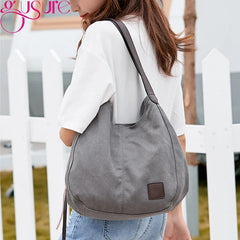 Large Capacity Canvas Handbag Casual Shoulder Crossbody Tote Shopper Hob