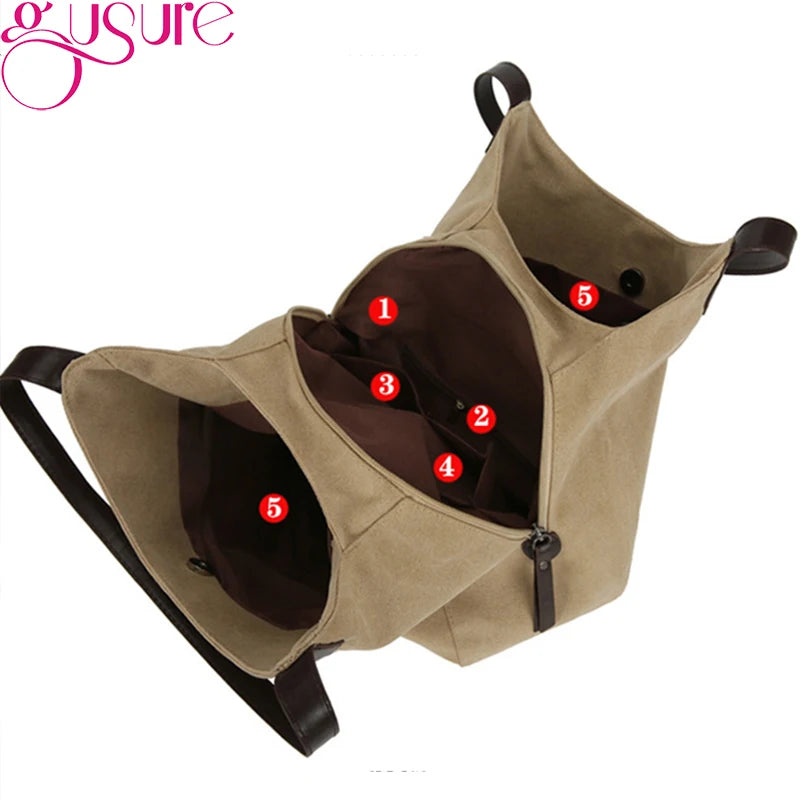 Large Capacity Canvas Handbag Casual Shoulder Crossbody Tote Shopper Hob
