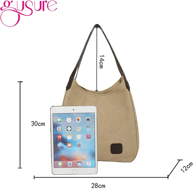 Large Capacity Canvas Handbag Casual Shoulder Crossbody Tote Shopper Hob