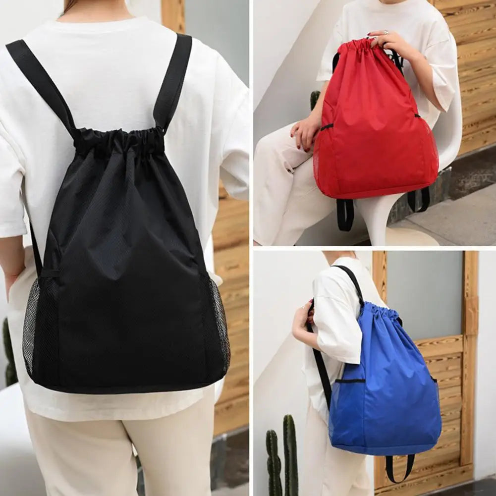 Waterproof Gym Backpack Drawstring Belt Travel Sports Bag