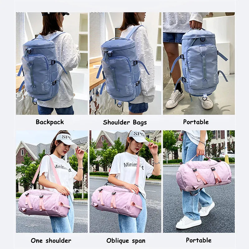 Women's Gym Bag Yoga Travel Luggage Dry Wet Shoulder Handbag Backpack