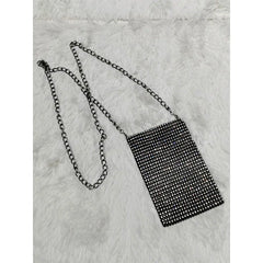 Women Crossbody Bag Solid Diamond Chain Mini Messenger Bag