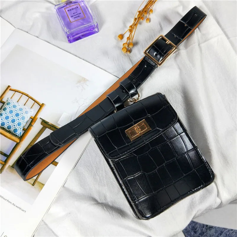 Vintage Crocodile Waist Bag Belt Fanny Pack For Women