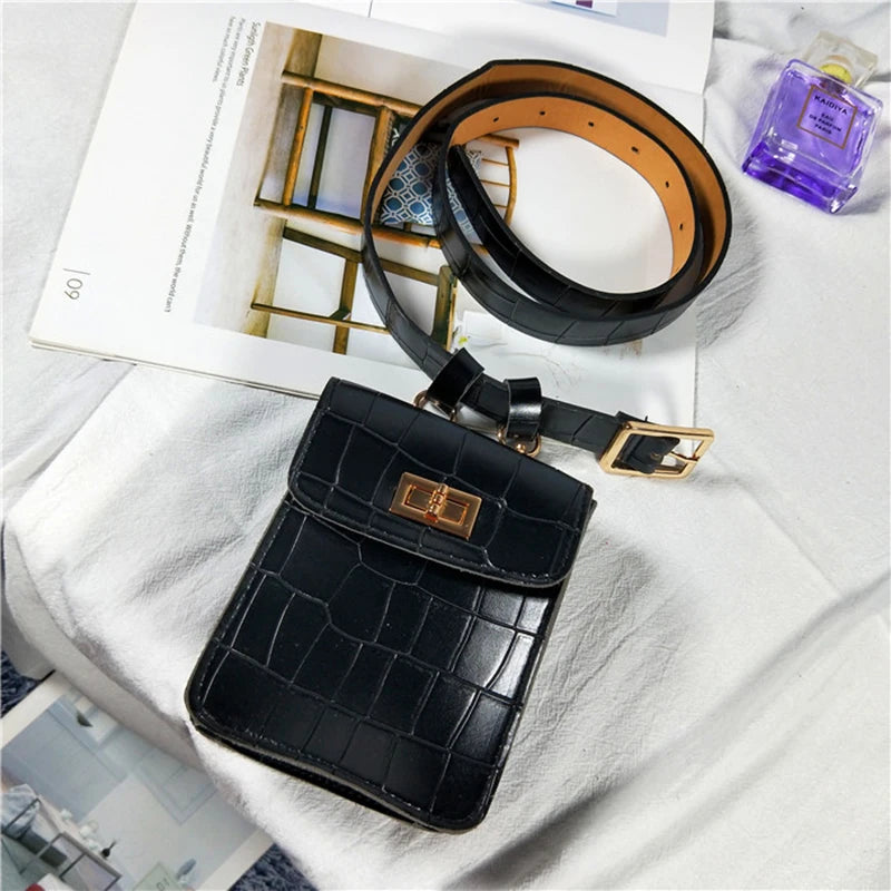 Vintage Crocodile Waist Bag Belt Fanny Pack For Women