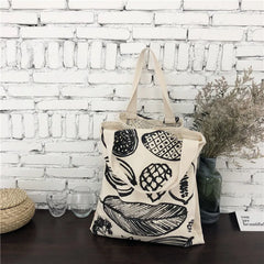 Leaf Printing Canvas Shoulder Bag Large Capacity Tote for Women