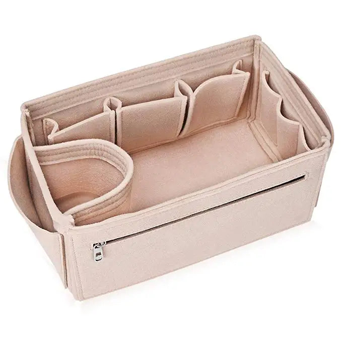 HHYUKIMI Felt Cosmetic Bag Handbag Organizer Insert Travel Inner Purse M...