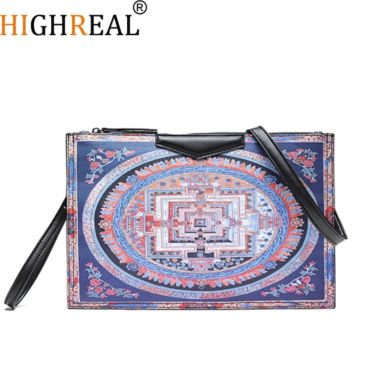 Women's Flower Printed Ipad Bags Shoulder Crossbody Envelope Bag