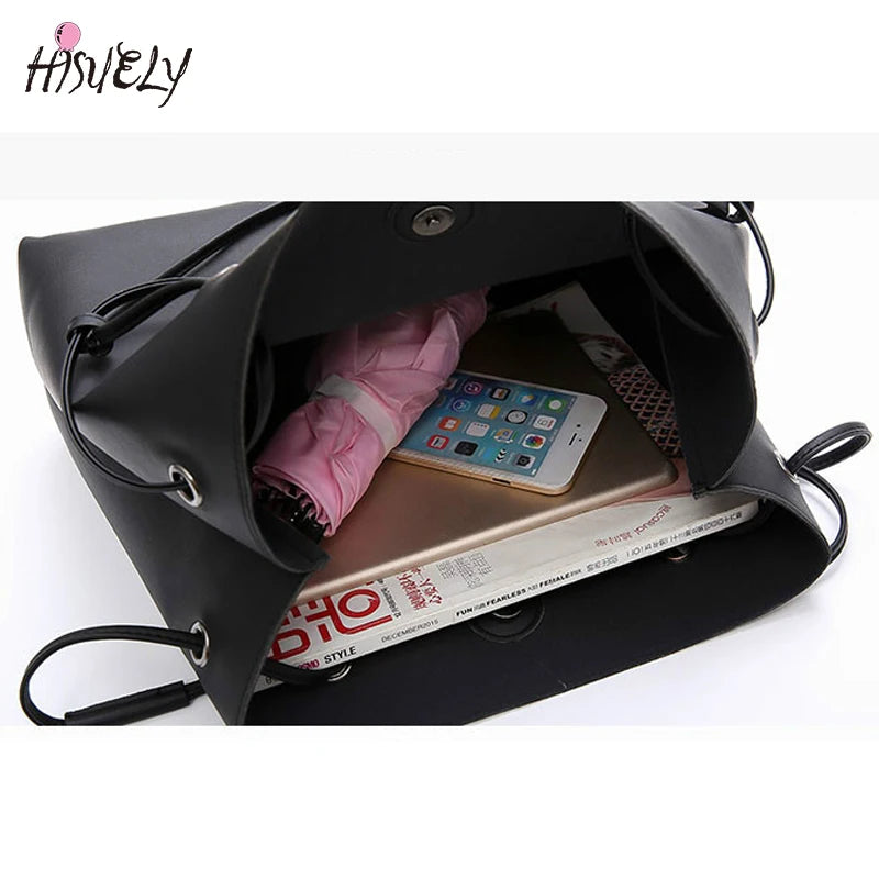 2 pcs Composite Bag High Capacity Tote Bag Women PU Leather handbags
