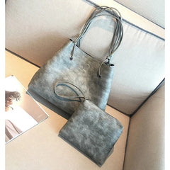 2 pcs Composite Bag High Capacity Tote Bag Women PU Leather handbags
