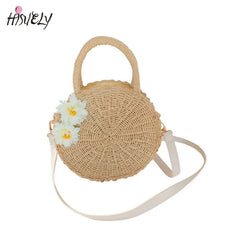 Bohemian Straw Beach Handbag Vintage Rattan Crossbody Bag Purse