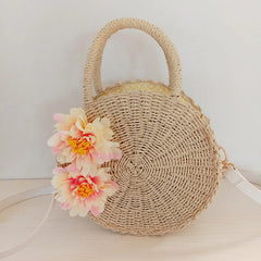 Bohemian Straw Beach Handbag Vintage Rattan Crossbody Bag Purse