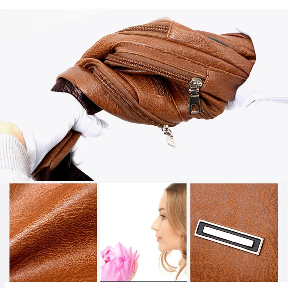Multifunction Leather Shoulder Chest Bag USB Pack