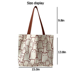 Japanese Style Cartoon Cats Canvas Tote Bag Eco Shoulder Handbag