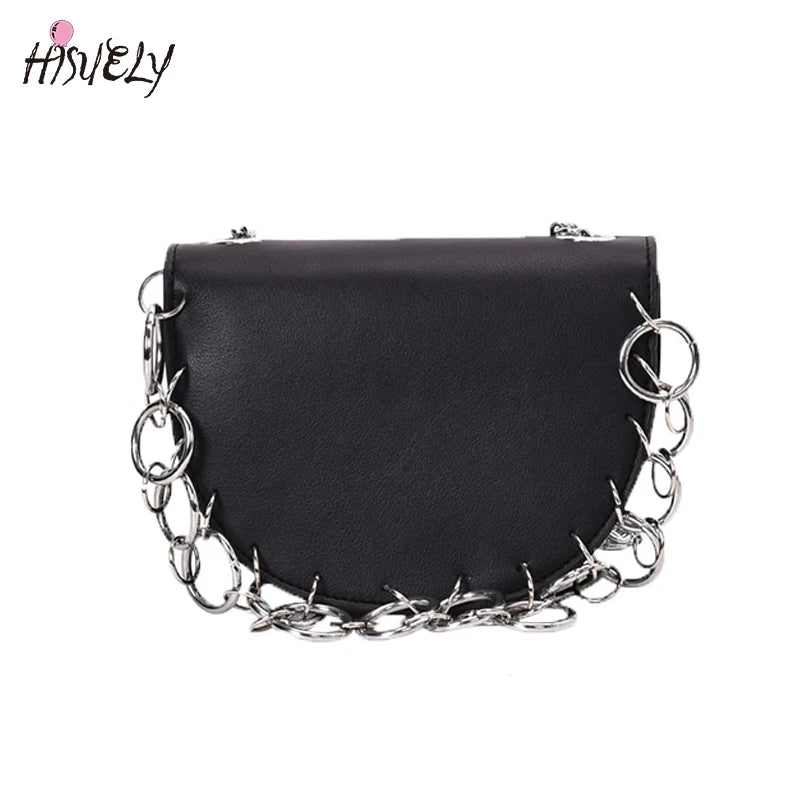 Women's Pu Leather Crossbody Bag - Semicircle Purse Shoulder Bag