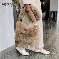 Faux Fur Women's Shoulder Bag Large Capacity Bucket Bags