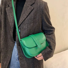 Green PU Leather Saddle Bag Crossbody Shoulder Bag