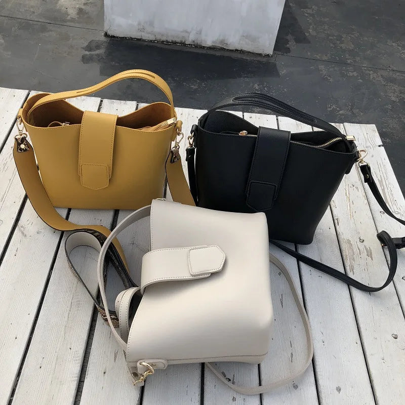 Women Handbag Leather Shoulder Bags 2 sets Casual Tote Bags sac a main
