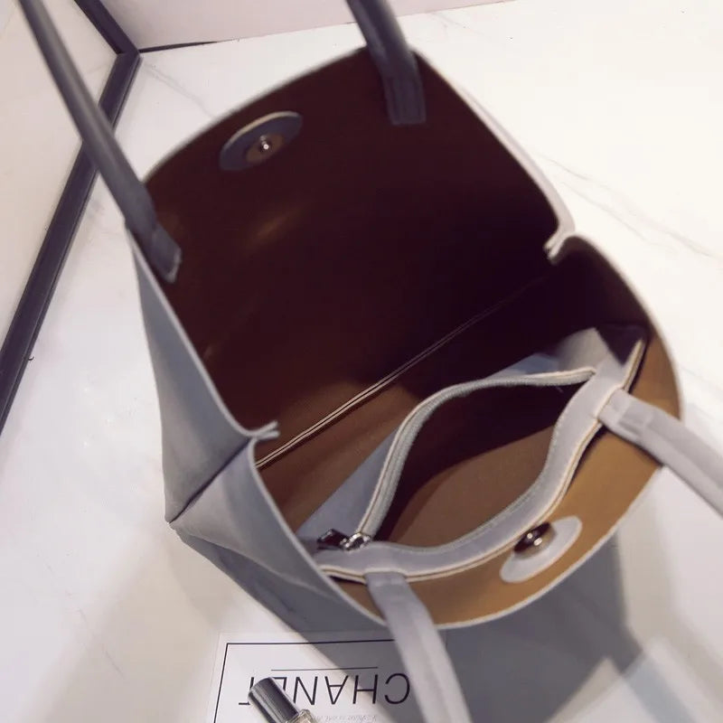 PU Leather Shoulder Bag Top-handle Totes Large Handbag