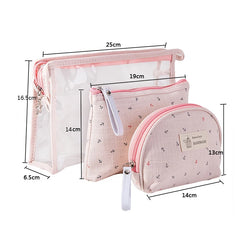 3-Piece Women's Travel Makeup Bag Set Toiletry Storage Case