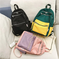 Nylon School Bag Women Backpack for Teenage Girls