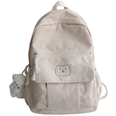 Corduroy Women Backpack Solid Female Student Schoolbag For Teenage Girl Travel