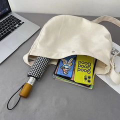 Canvas Shoulder Bag Large Capacity Ladies Shopping Bags Solid Crossbody Bag