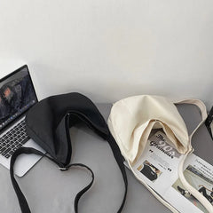 Canvas Shoulder Bag Large Capacity Ladies Shopping Bags Solid Crossbody Bag