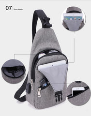 USB Charging chest pack single shoulder bags unisex chest bag