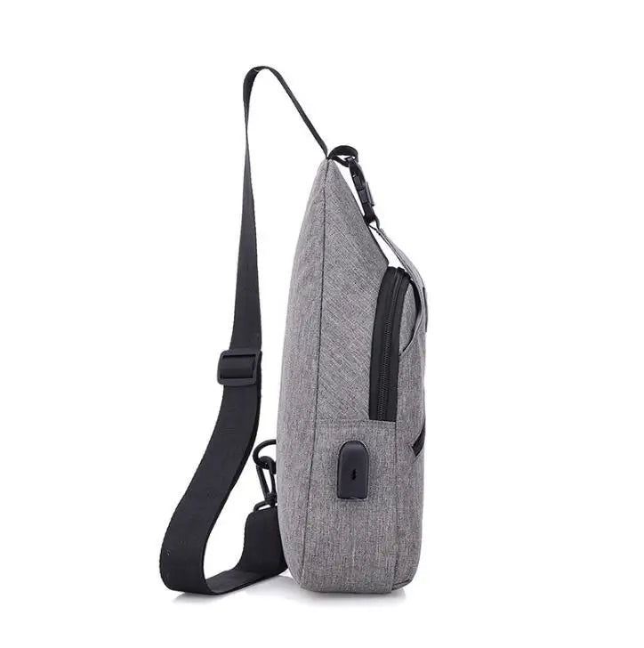 USB Charging chest pack single shoulder bags unisex chest bag
