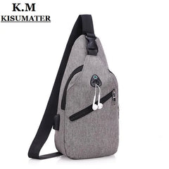 USB Charging chest pack single shoulder bags unisex chest bag