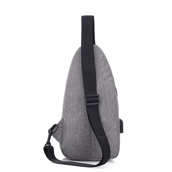 USB Charging chest pack single shoulder bags unisex chest bag