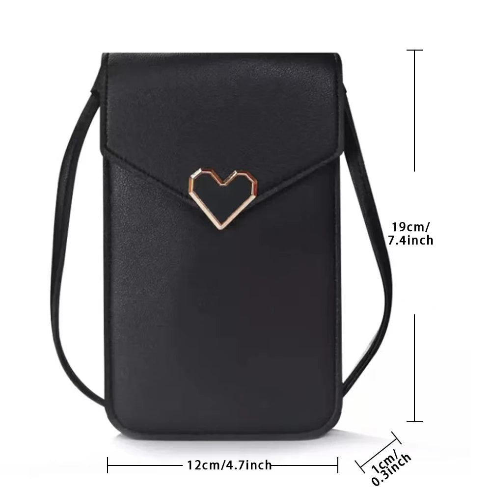 Women's Touch Screen Crossbody Bag Letter Purse for Mobile Phone