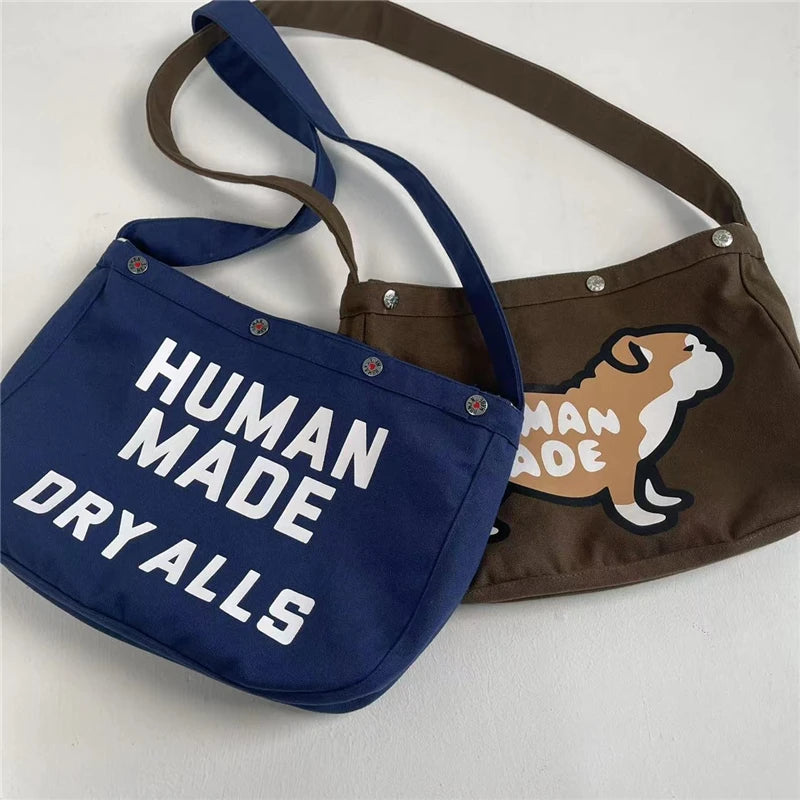 Canvas Large Messenger Bag Puppy Print Casual Shoulder Portable