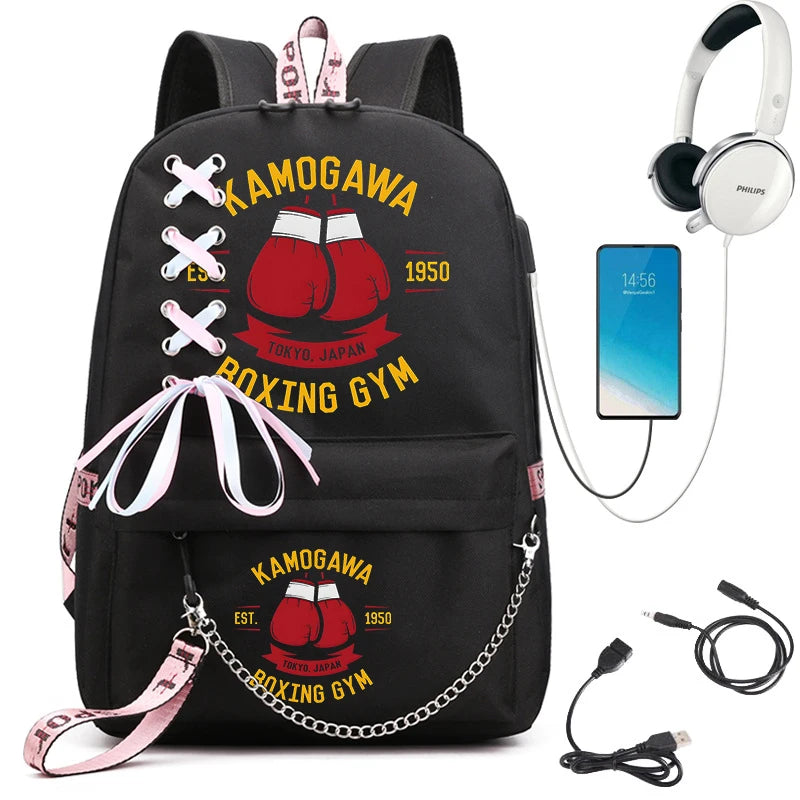 Hajime No Ippo Anime Backpacks Schoolbags Unisex Laptop Bags